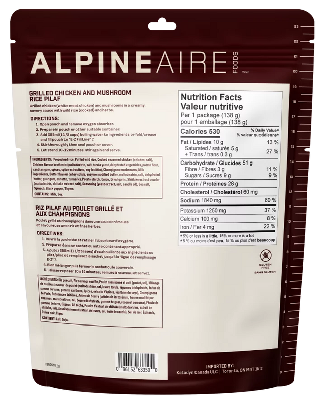 AlpineAire Grilled Chicken and Mushroom Rice Pilaf