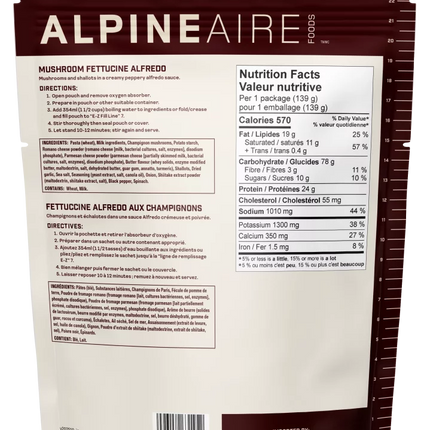 AlpineAire Wild Mushroom Fettucine Alfredo