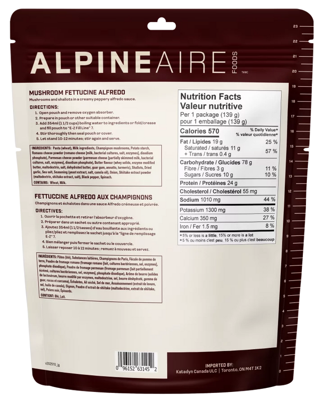 AlpineAire Wild Mushroom Fettucine Alfredo