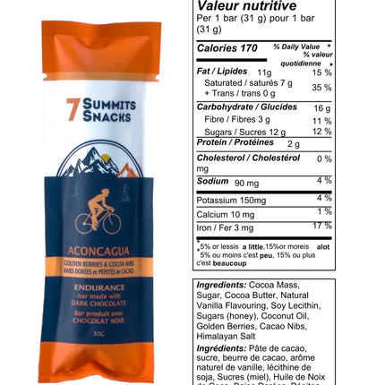 7 Summits Snacks - Aconcagua Dark Chocolate - Energy Bar