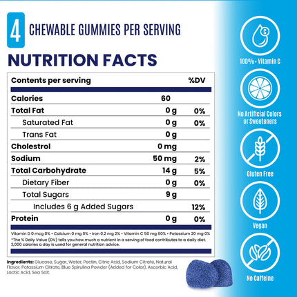 SaltStick Sour Blue Raspberry Energy Gummies