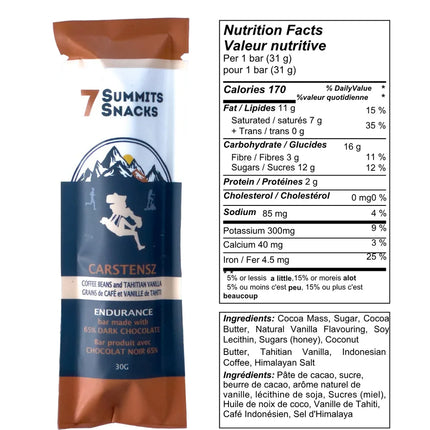 7 Summits Snacks - Carstensz Dark Chocolate - Energy Bar