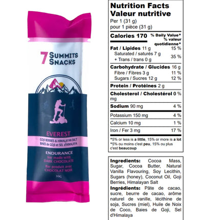 7 Summits Snacks - Everest Dark Chocolate - Energy Bar