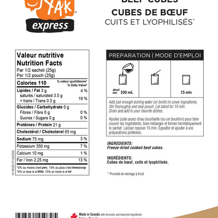 Happy Yak - Freeze-Dried Cooked Beef Cubes