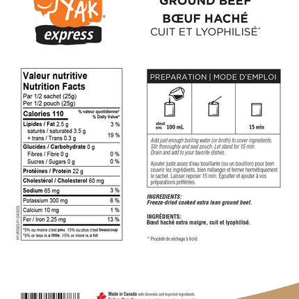 Happy Yak - Freeze-Dried Cooked Ground Beef
